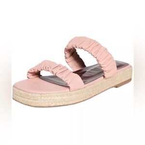 Staud Maya Ruche Espadrille Leather Sandals in Dark Blush - NEW